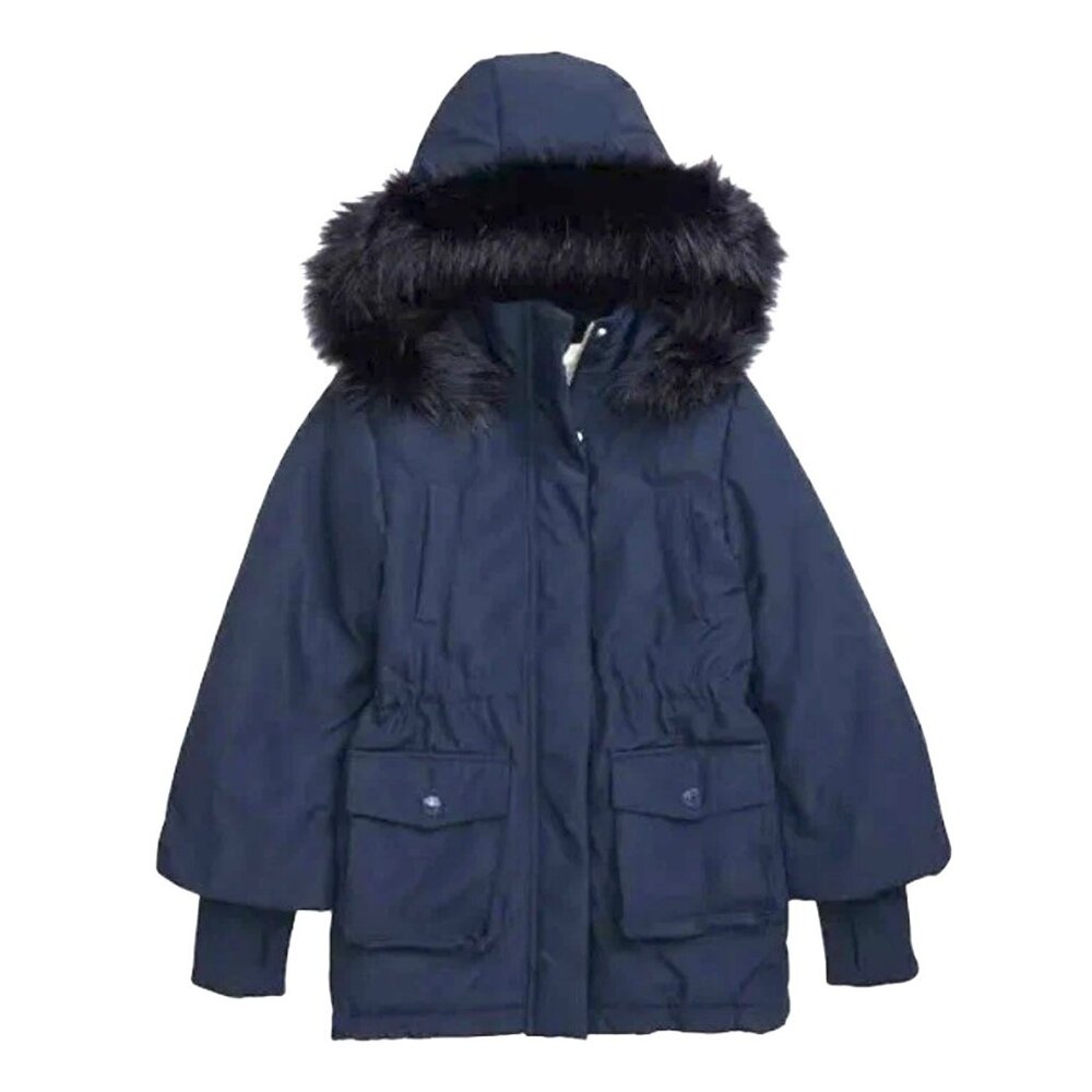Girls Parka Jacket Navy (Big Kids) Size 14 by Habitual girl Emmerson Faux Fur